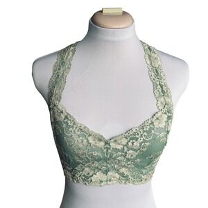 Free People Lace Bralette, Size Medium, Wild Roses Galloon Cross Dye Racerback